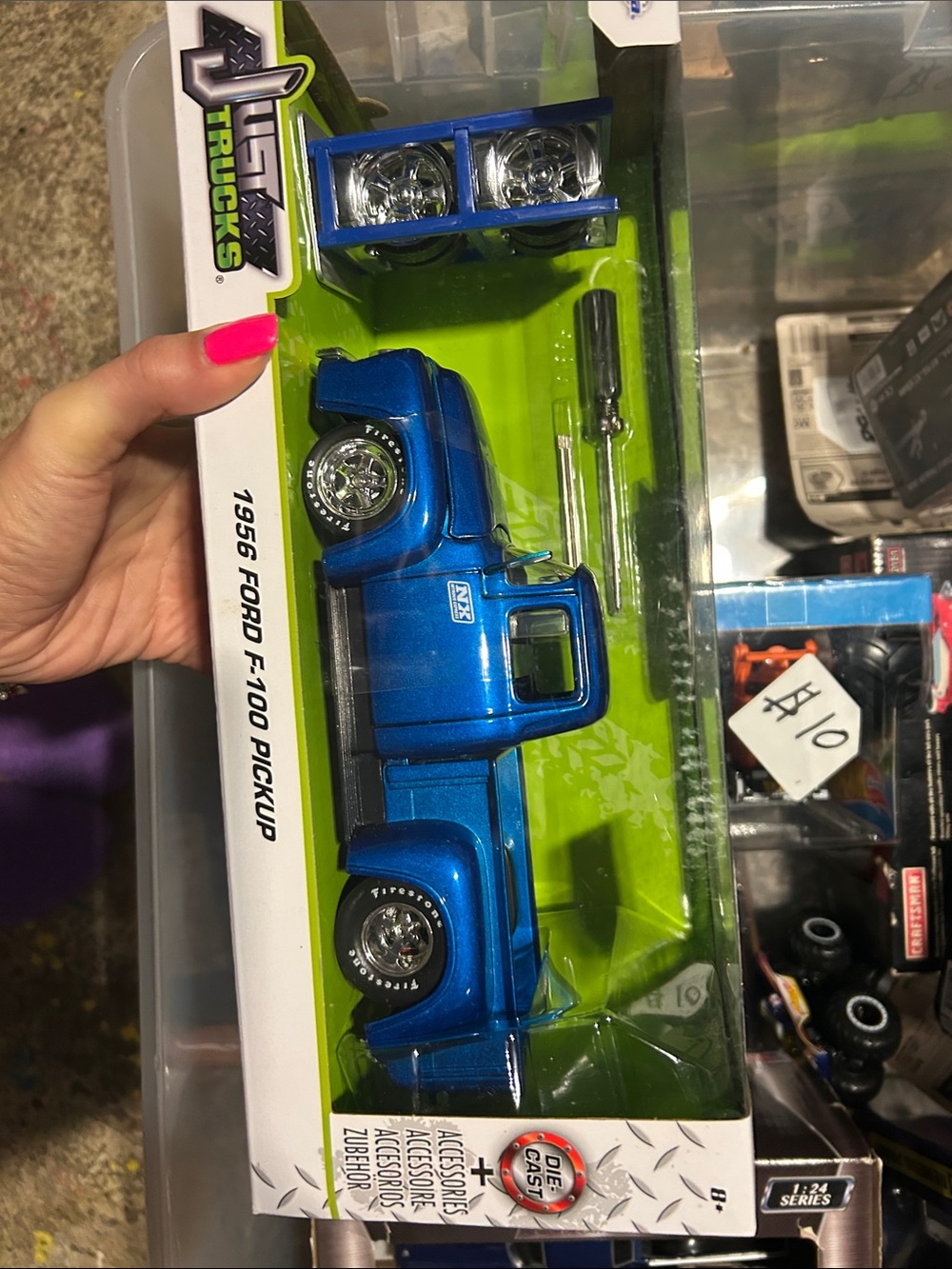 Jade Metallic Blue 1956 Ford F-100 Pickup Toy Truck with Accessories diecast